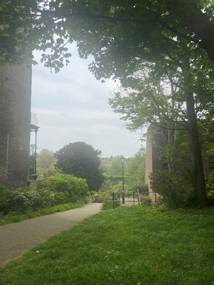 Figure 57 The Cambourne Path provides a verdant break in the streetscene and views to the Thames