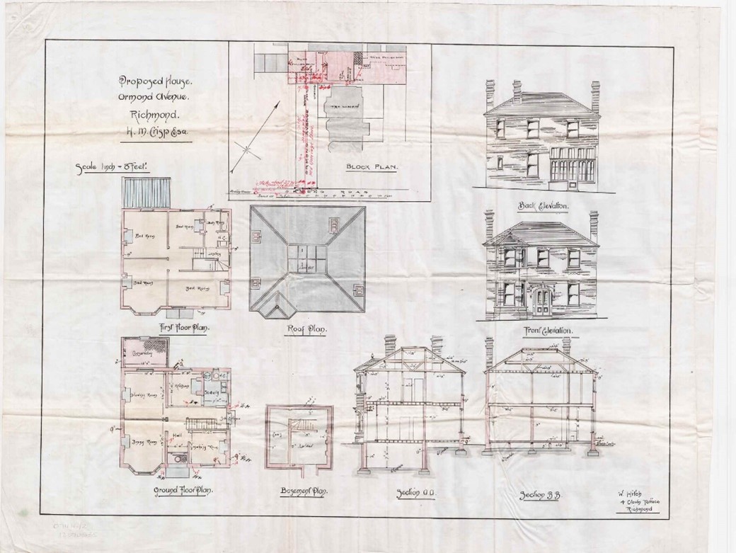 Figure 162 Original drawing for house in Ormond Avenue, undated