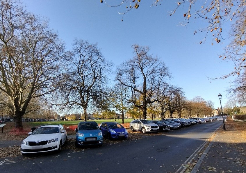 Figure 28 Car parking along the boundary of the Green
