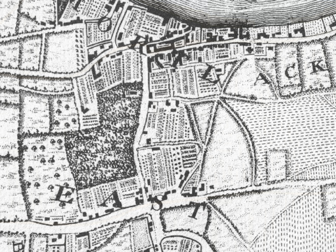 Figure 2: Extract from John Rocque's 1746 '10 miles round London' map