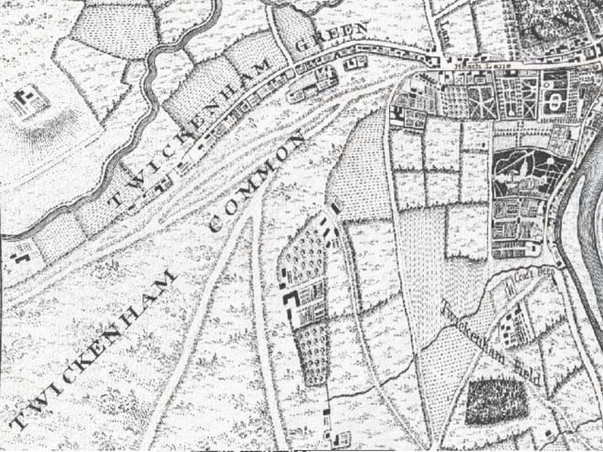 Figure 3: Extract from John Rocque's '10 miles round London' map (1746)
