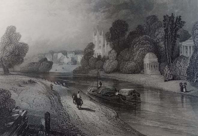 Figure 9: A view of Garrick's Temple to Shakespeare from across the Thames (1839)