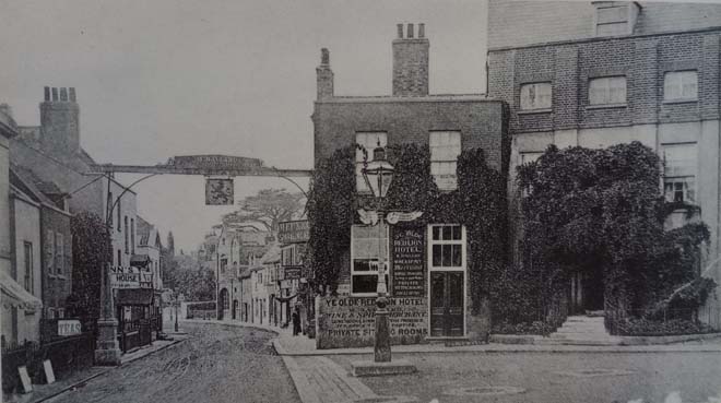Figure 13: A view of Thames Street looking west in the late 19th century, before the fire at the Red Lion in 1908