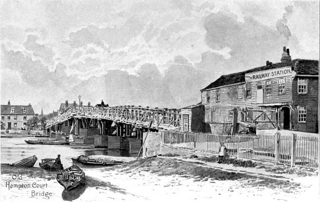 Fig. 10 Hampton Court Bridge 1850. Thameside Molesey- Hampton Court Bridge Bushy Park