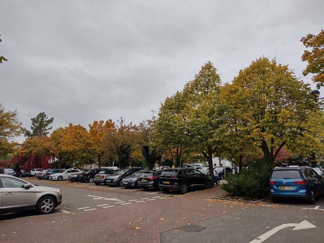 Fig. 53: Landscaping of the car park avoids an open 'dead space' from imposing on the character of the Conservation Area