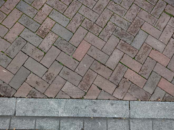 Fig. 68: Herringbone brick pattern to the car park