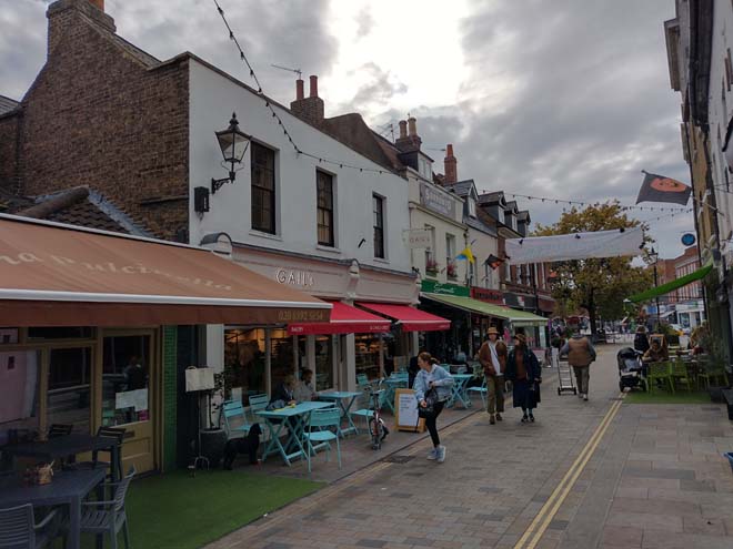 Fig. 82: Church Street attracts many pedestrians with its independent shops and restaurants, many with outdoor seating and displays which creates active frontages