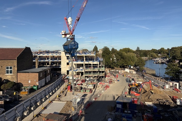 Twickenham Riverside redevelopment reaches new heights as Water Lane frame completed